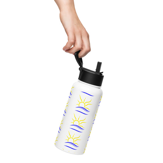 Stainless steel water bottle with a straw lid