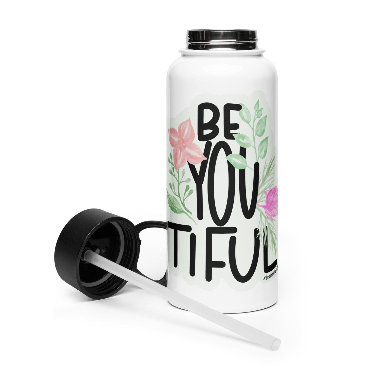 Stainless steel water bottle with a straw lid - Be YOU tiful